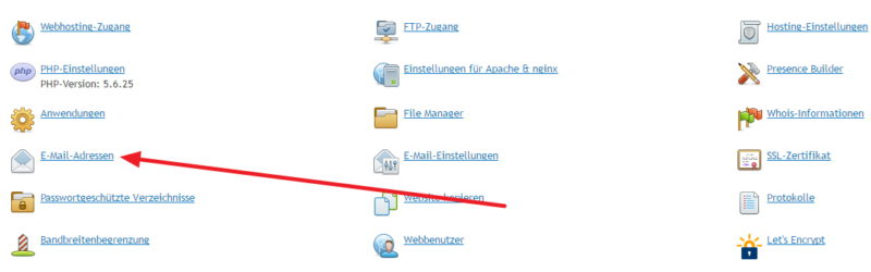 E-Mail Adresse erstellen mit Plesk